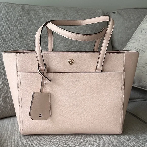 Tory Burch Robinson small Tote in pale apricot - Picture 1 of 14